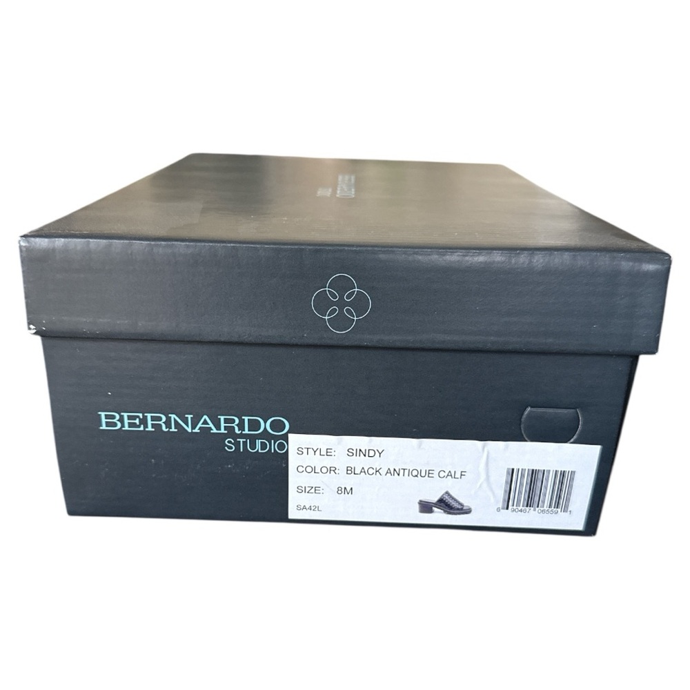 Chunky black woven leather mule lug sole 8 NEW NIB Bernardo Sindy - Picture 6 of 6
